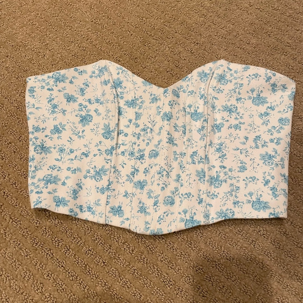 Zara Blue Floral Crop Top